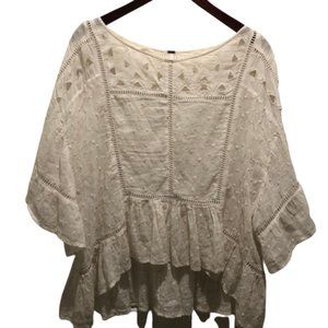 Free People Cream Eyelet Blouse